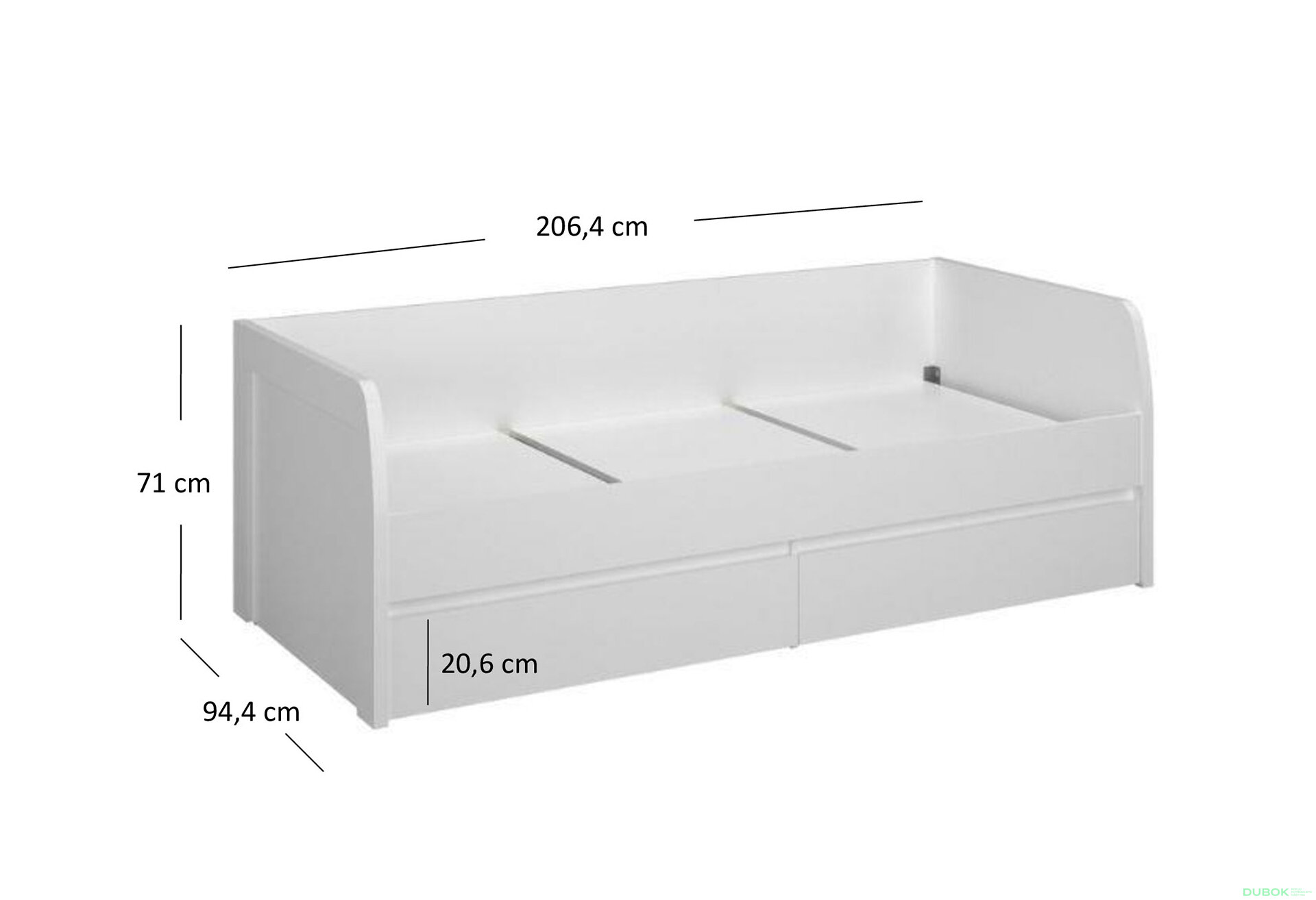 Obrázek 9 - Postel 2s/90x200 s roštem bílá Erden