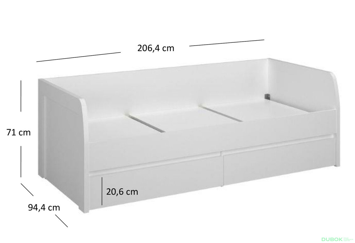 Obrázek 9 - Postel 2s/90x200 s roštem bílá Erden