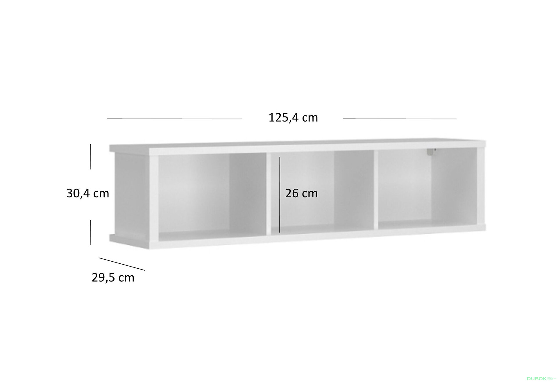 Obrázek 3 - Závěsný regál otevřený 125 bílý Erden