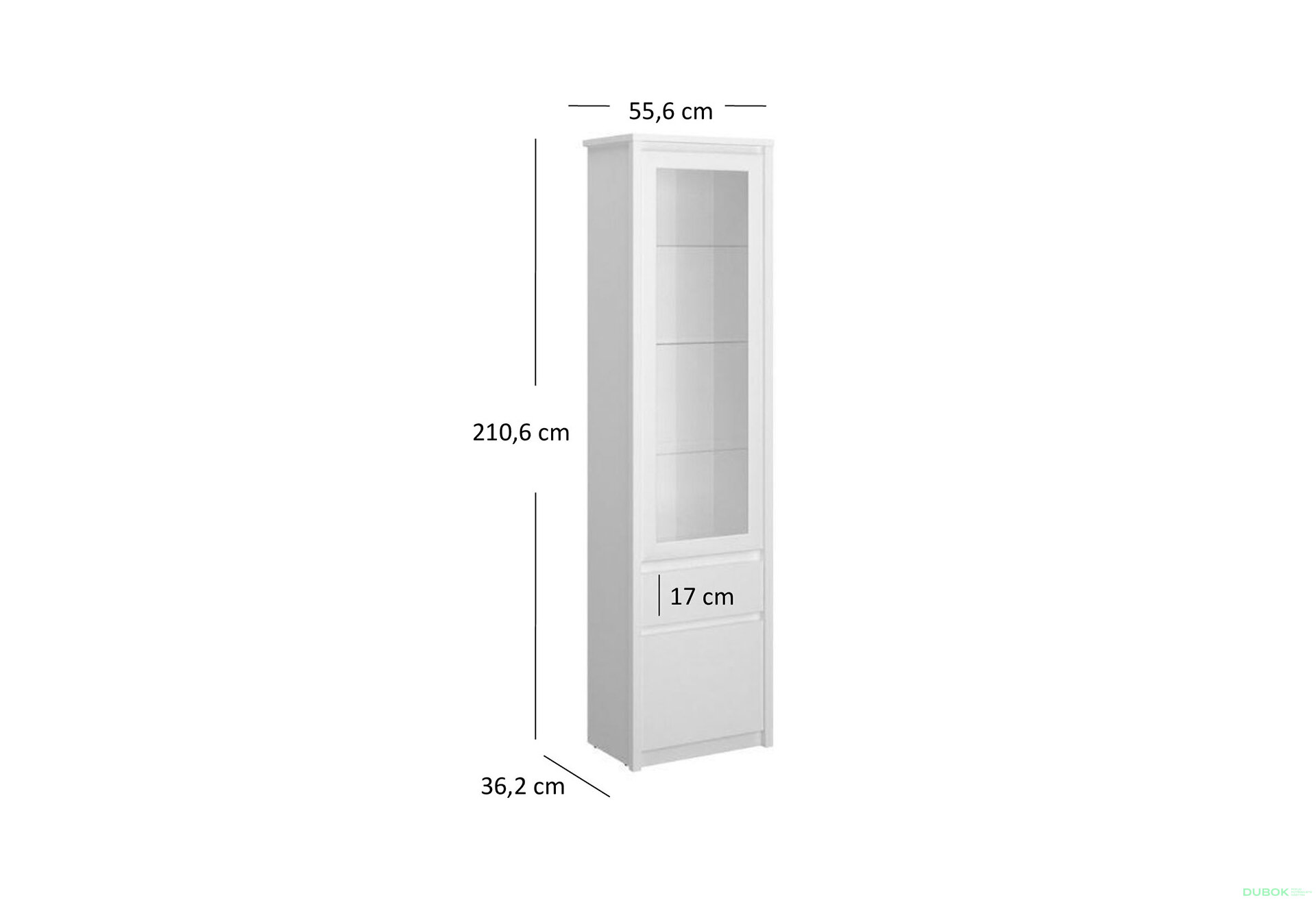 Obrázek 4 - Vitrína 1d1w1s bílý Erden