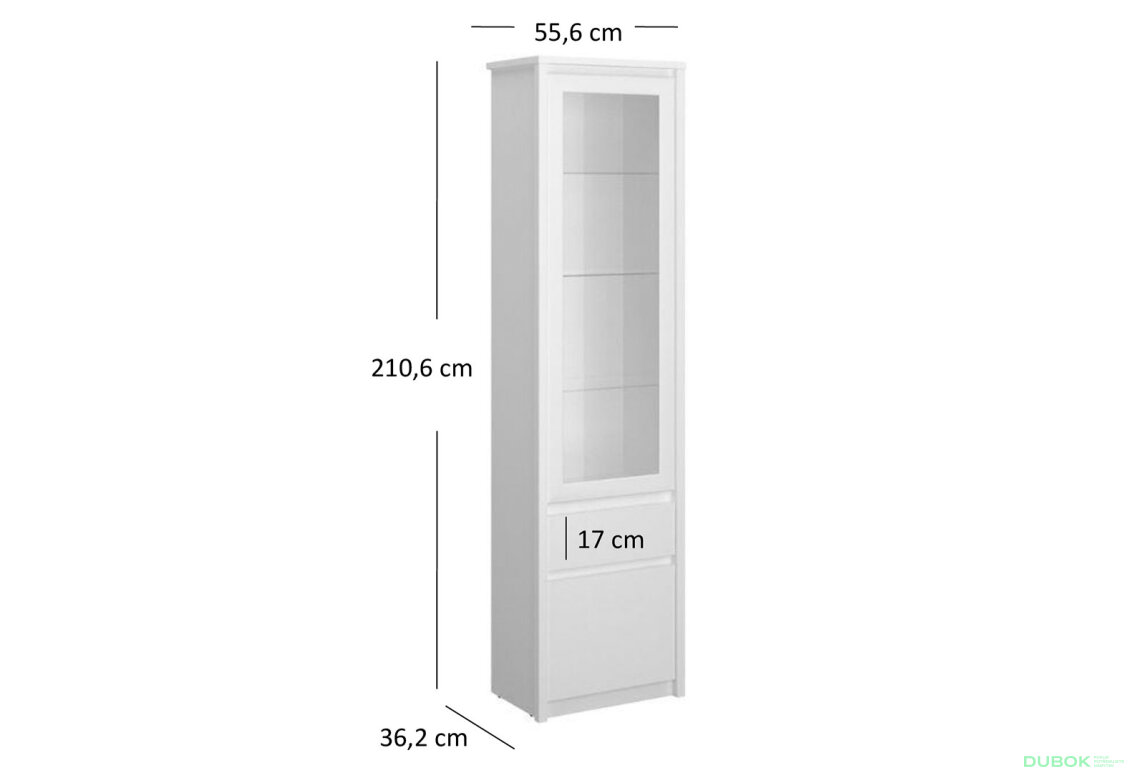 Obrázek 4 - Vitrína 1d1w1s bílý Erden