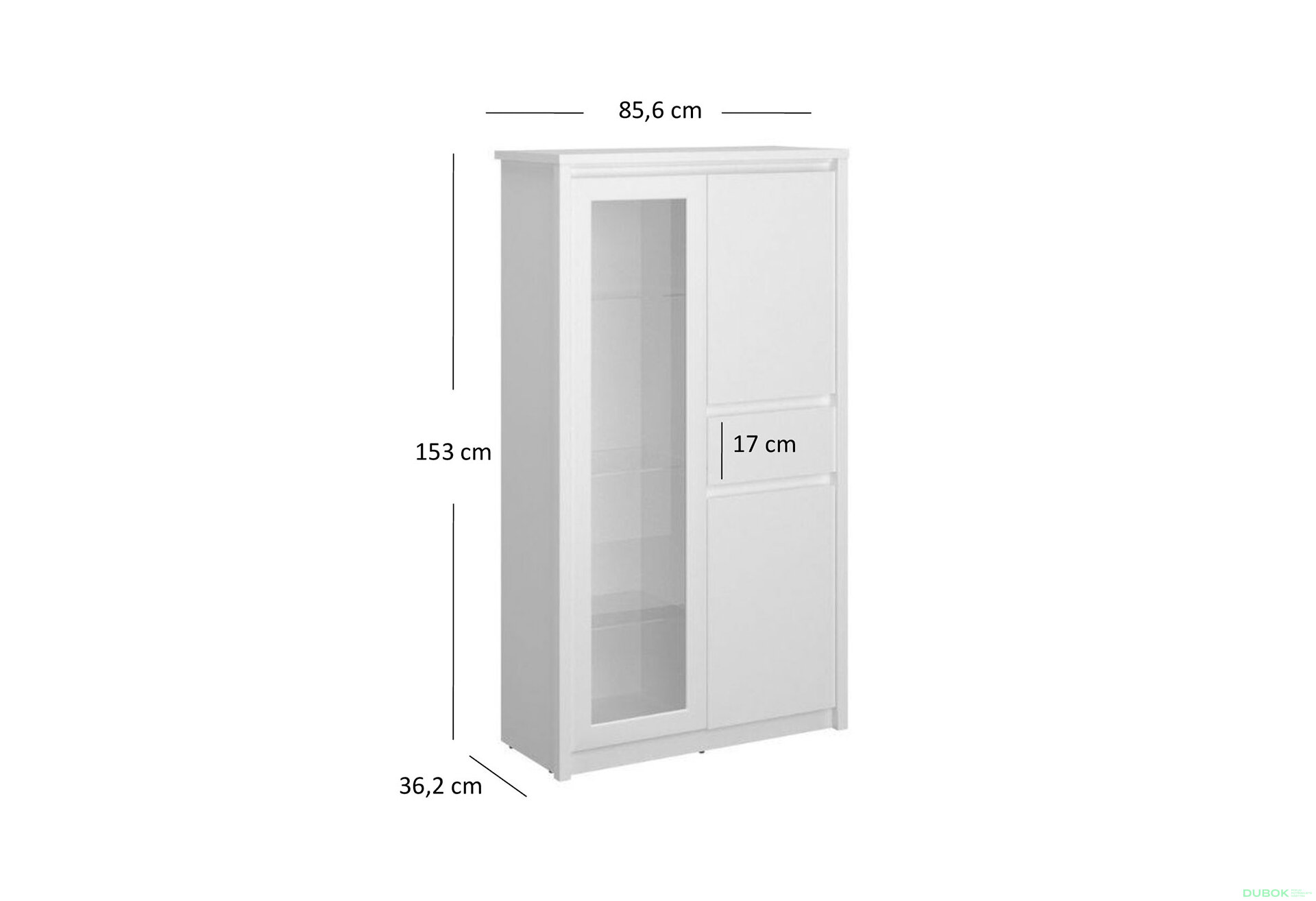 Obrázek 4 - Vitrína nízká 2d1w1s bílý Erden