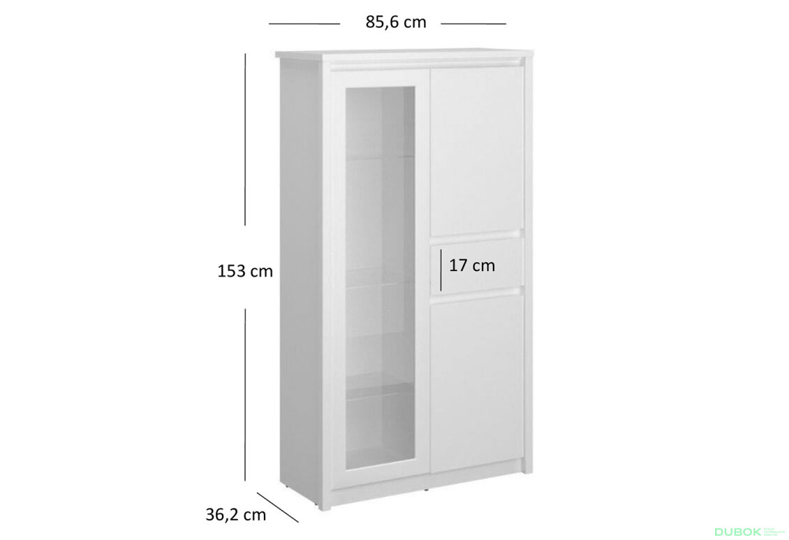 Obrázek 4 - Vitrína nízká 2d1w1s bílý Erden