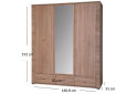 Obrázek 2 - Skříň třídveřová se zrcadlem a zásuvkami Gress 160x192x55 cm Dub sonoma