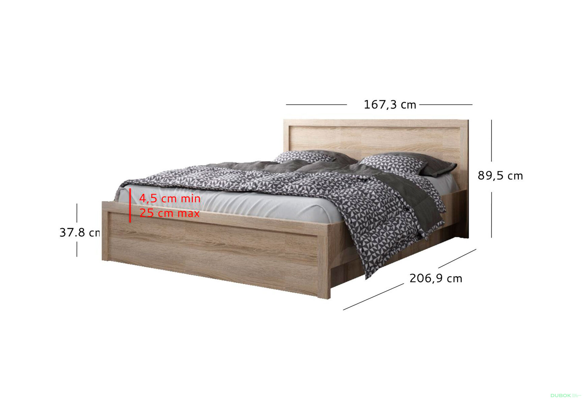 Obrázek 4 - Postel 160x200 s roštem, úložným prostorem dub sonoma Jazz