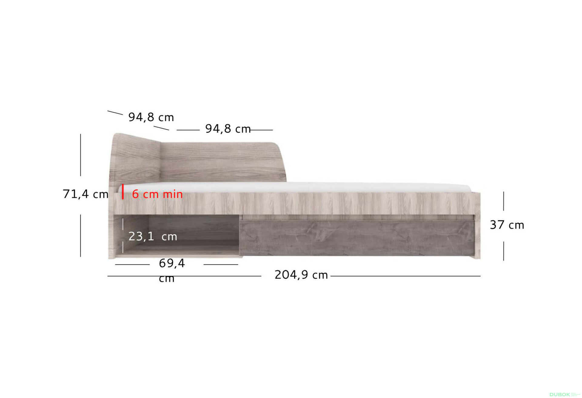 Obrázek 5 - Postel 90x200 s roštem kaštan nairobi / onyx Jazz
