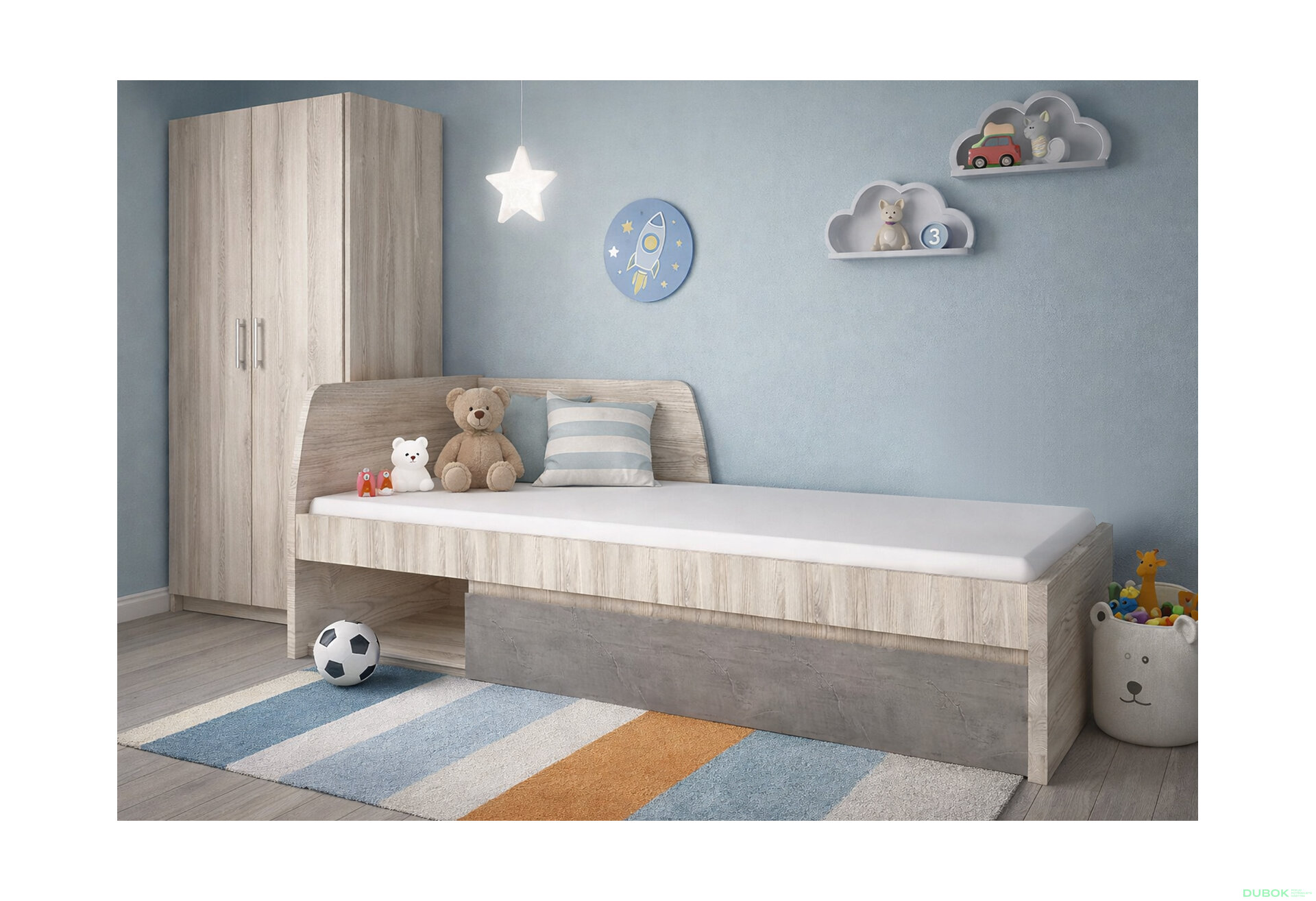 Obrázek 2 - Postel 90x200 s roštem kaštan nairobi / onyx Jazz