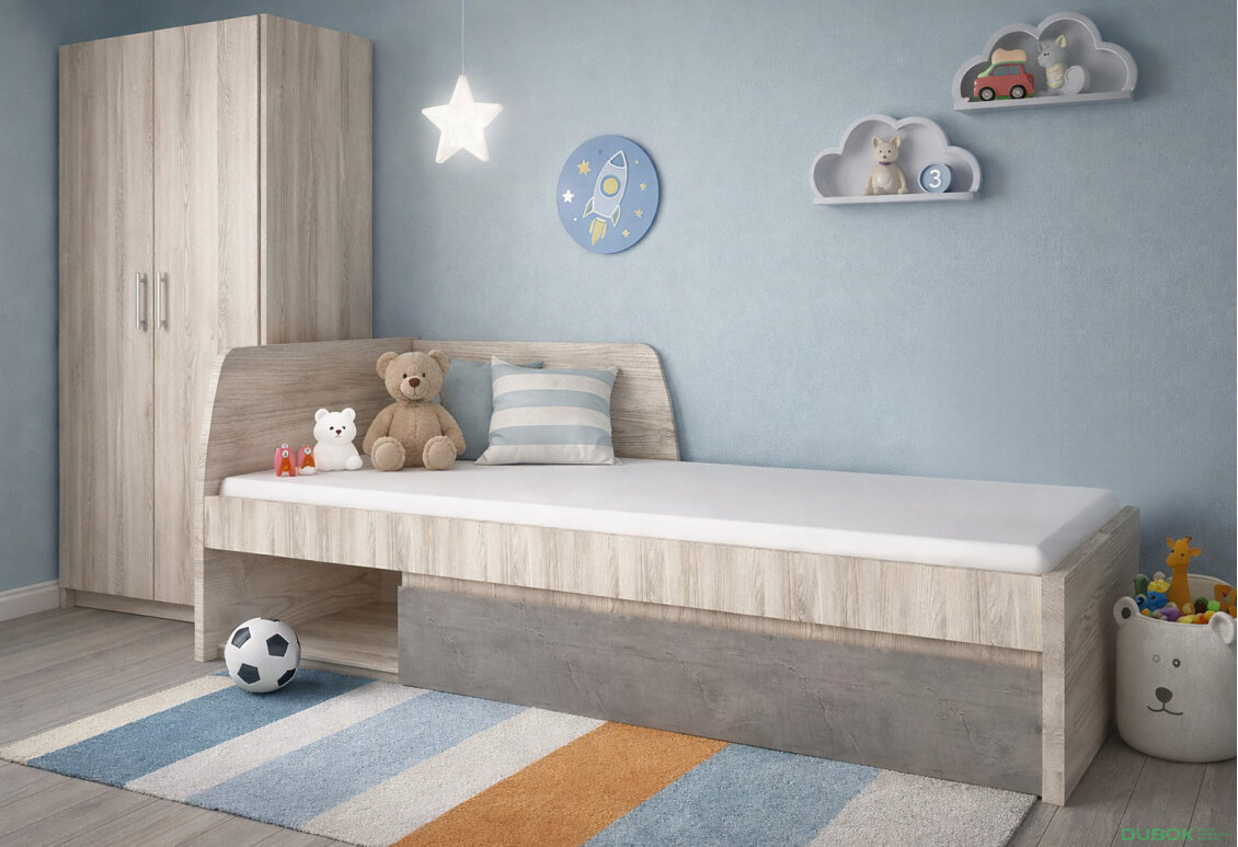 Obrázek 2 - Postel 90x200 s roštem kaštan nairobi / onyx Jazz