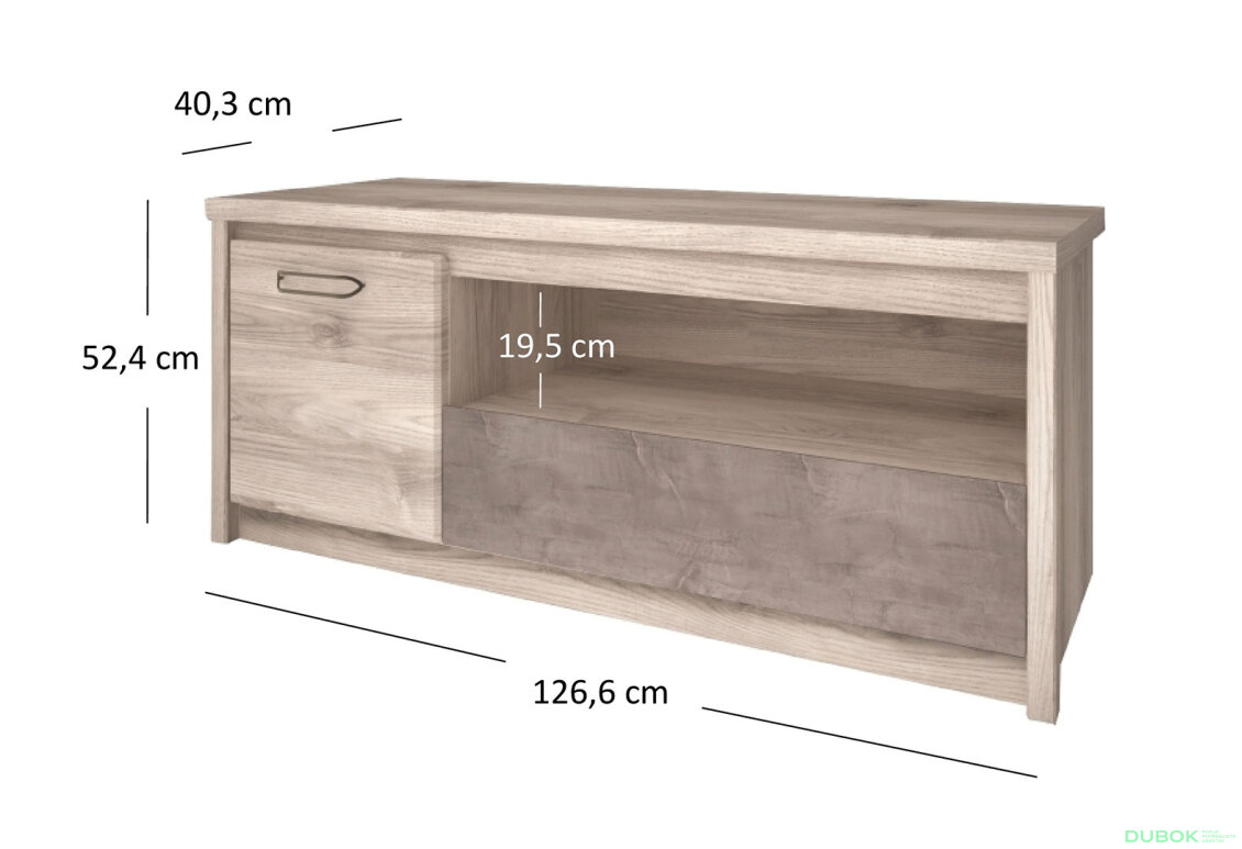 Obrázek 4 - TV stolek 1d1s/125 kaštan nairobi / onyx Jazz