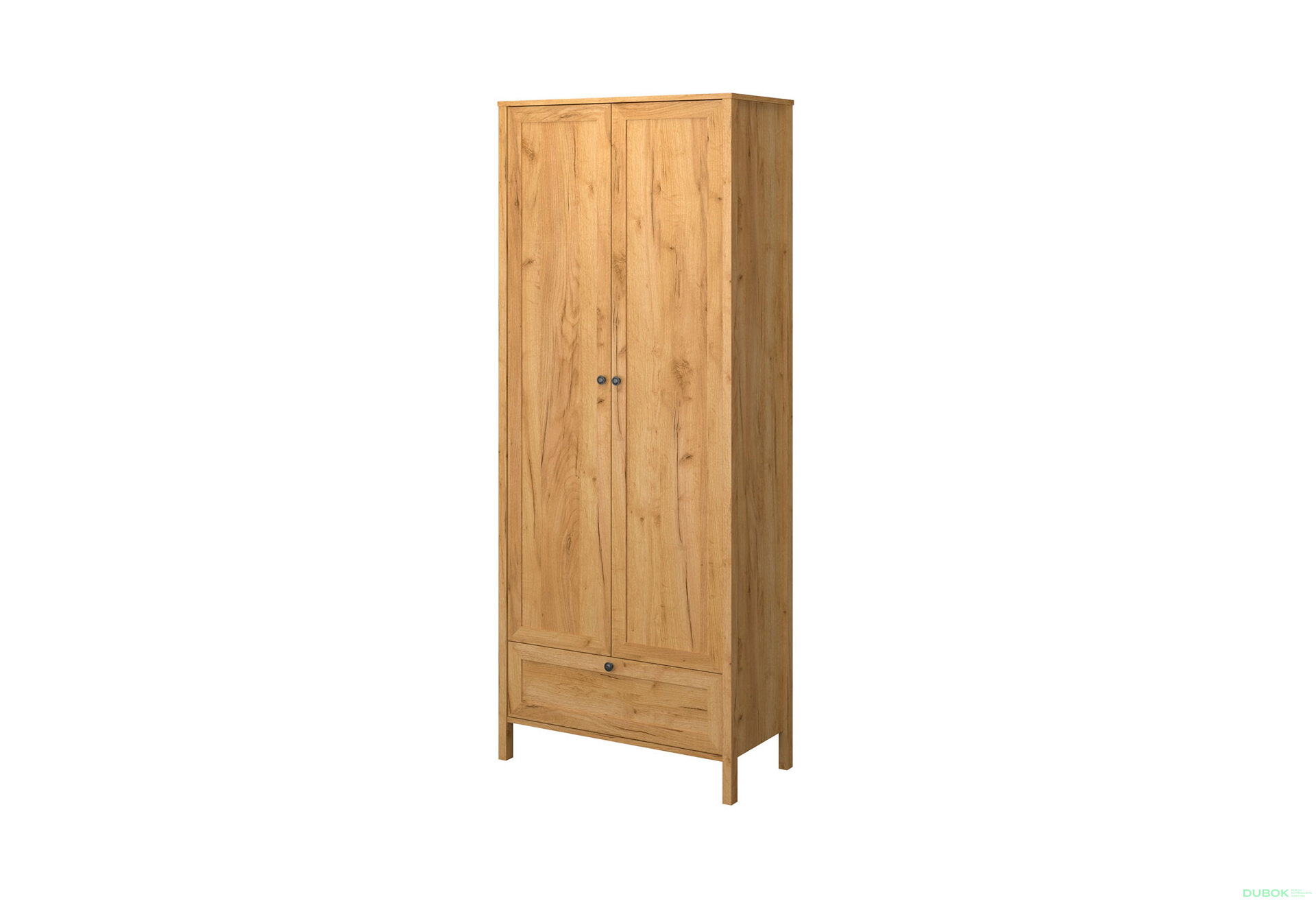 Obrázek 1 - Skříň dvoudveřová se zásuvkou Klark 83x210x48.5 cm Dub craft zlatý
