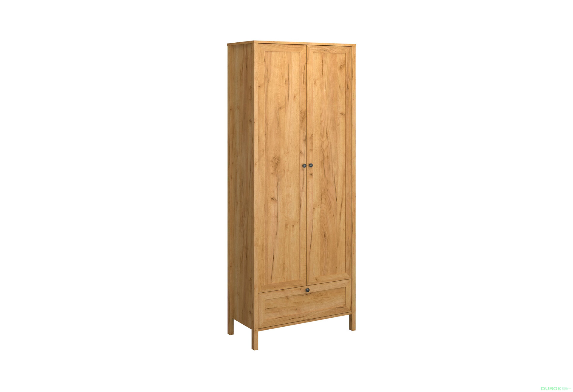 Obrázek 3 - Skříň dvoudveřová se zásuvkou Klark 83x210x48.5 cm Dub craft zlatý