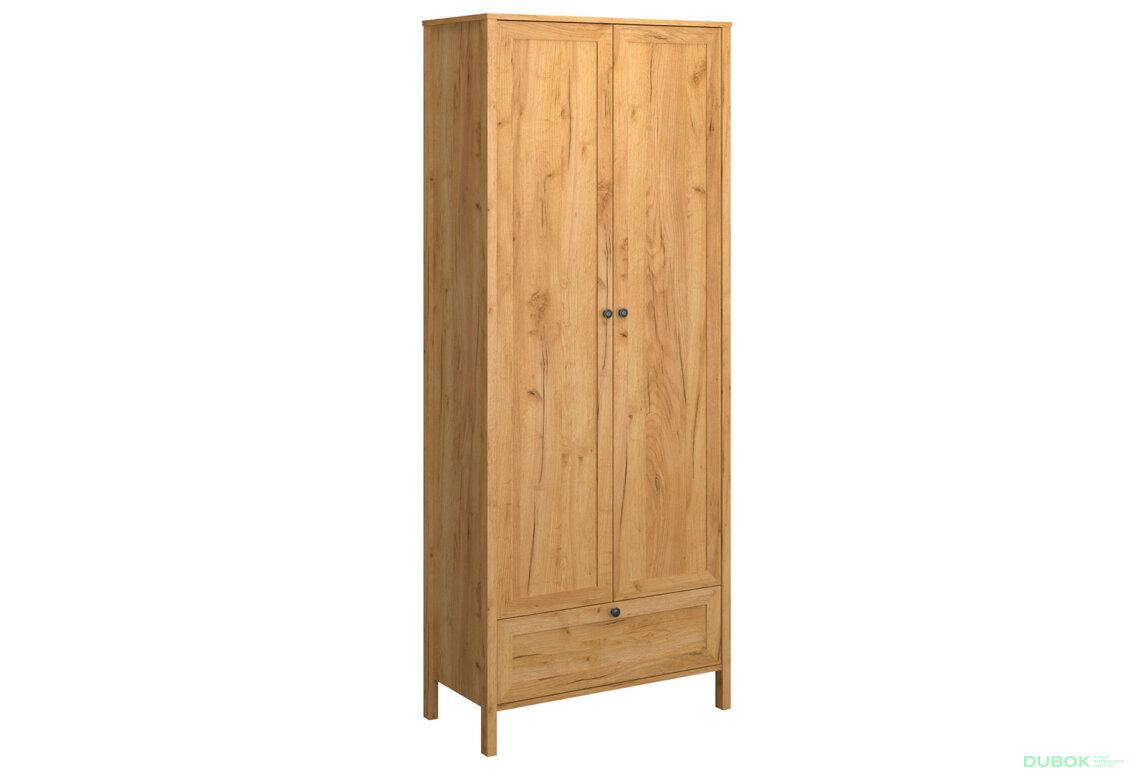 Obrázek 3 - Skříň dvoudveřová se zásuvkou Klark 83x210x48.5 cm Dub craft zlatý