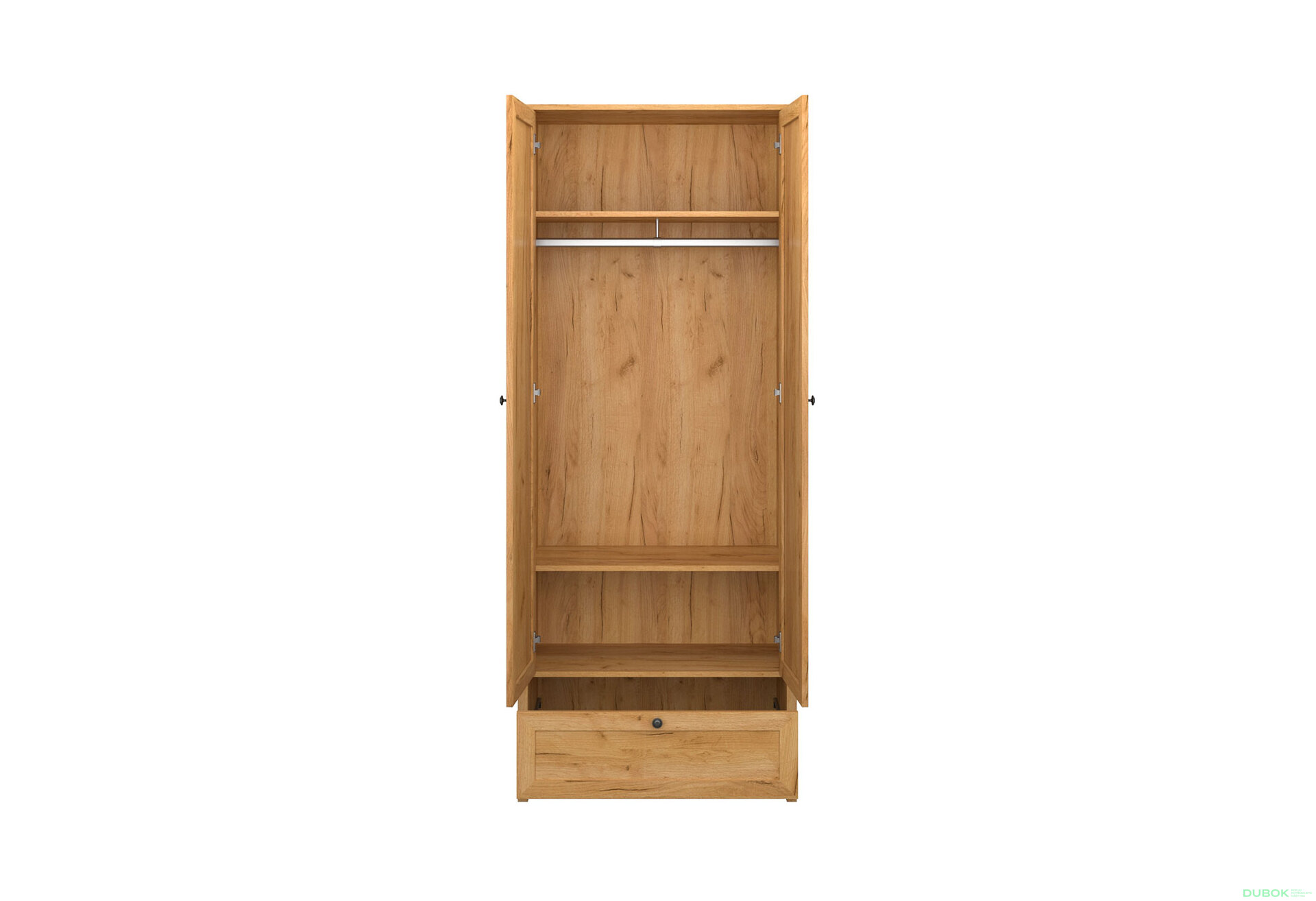 Obrázek 4 - Skříň dvoudveřová se zásuvkou Klark 83x210x48.5 cm Dub craft zlatý