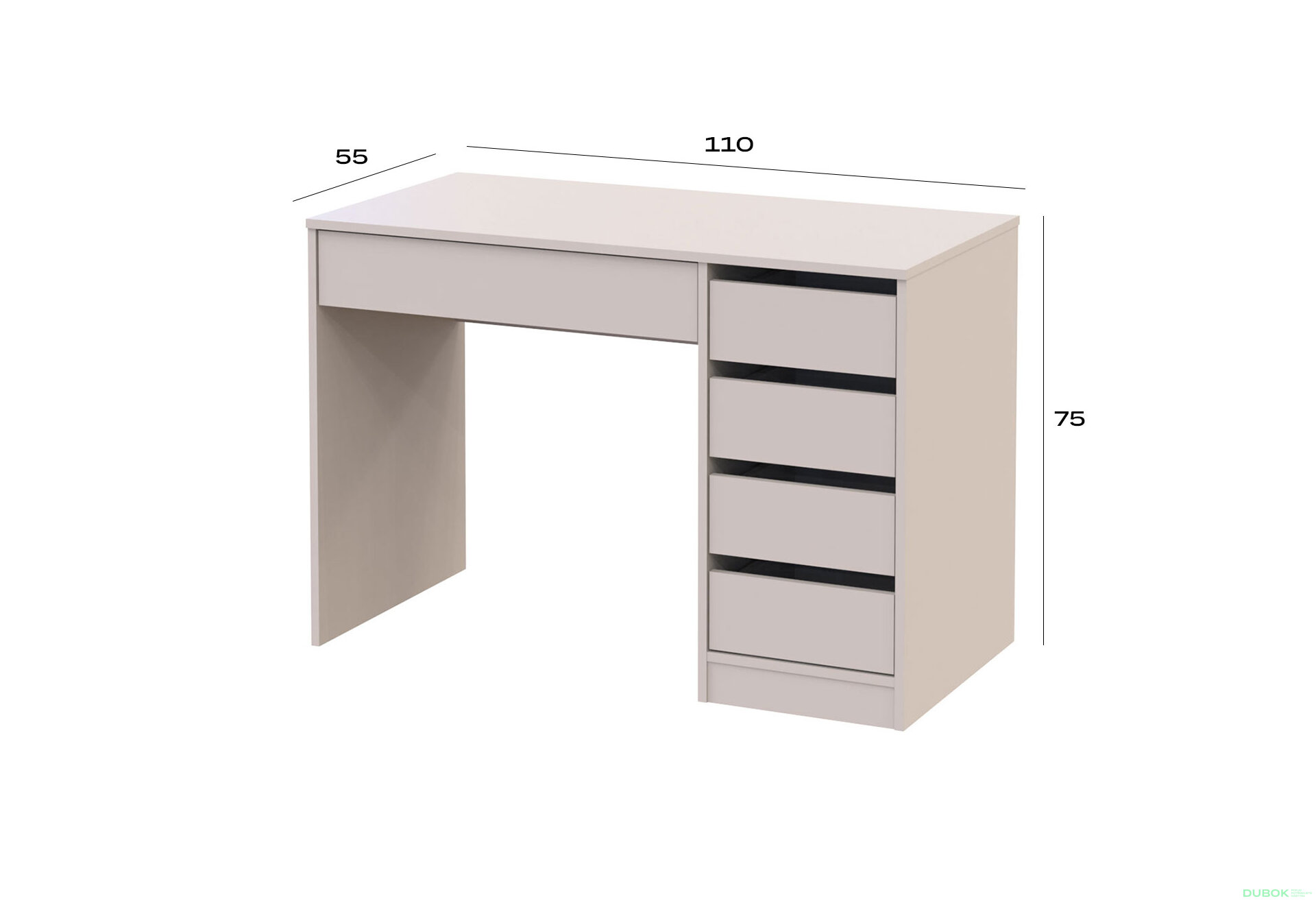 Obrázek 7 - Psací stůl s pravou montáží Profi 110 cm kašmír