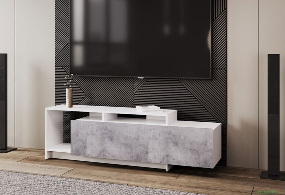 Obrázek 2 - TV stolek U2 bílý / beton dřevotříska 160x38x48