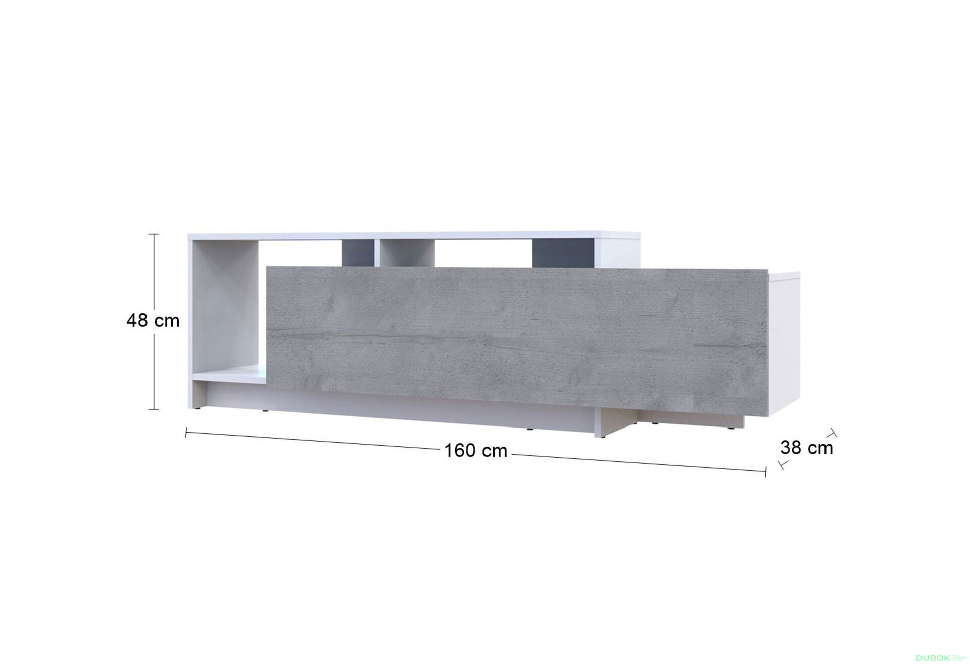 Obrázek 7 - TV stolek U2 bílý / beton dřevotříska 160x38x48