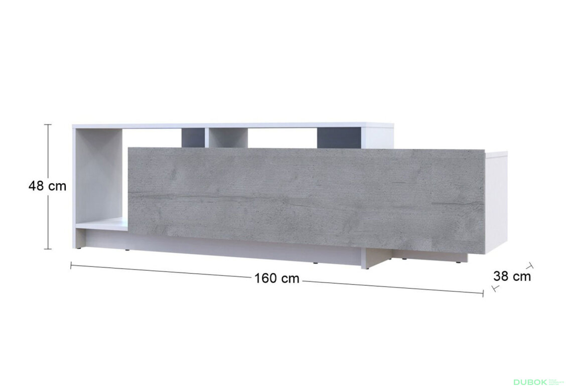 Obrázek 7 - TV stolek U2 bílý / beton dřevotříska 160x38x48