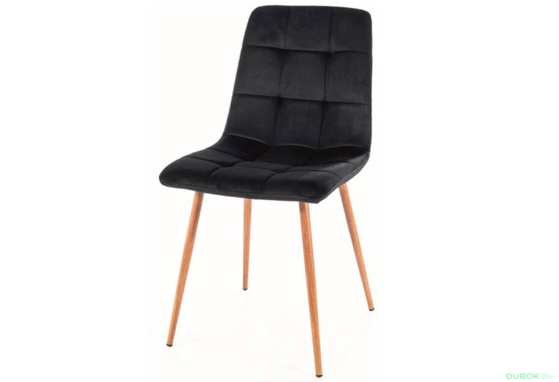Židle Mila D Velvet černý Bluvel 19, kov, dąb