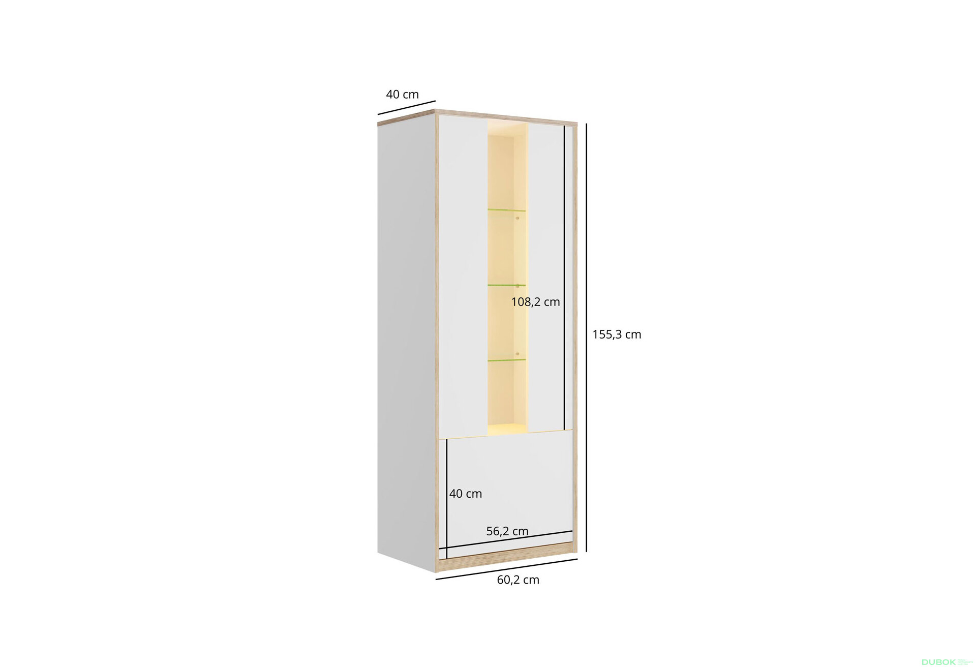 Obrázek 7 - Vitrína nízká 1d1w bílý Complex
