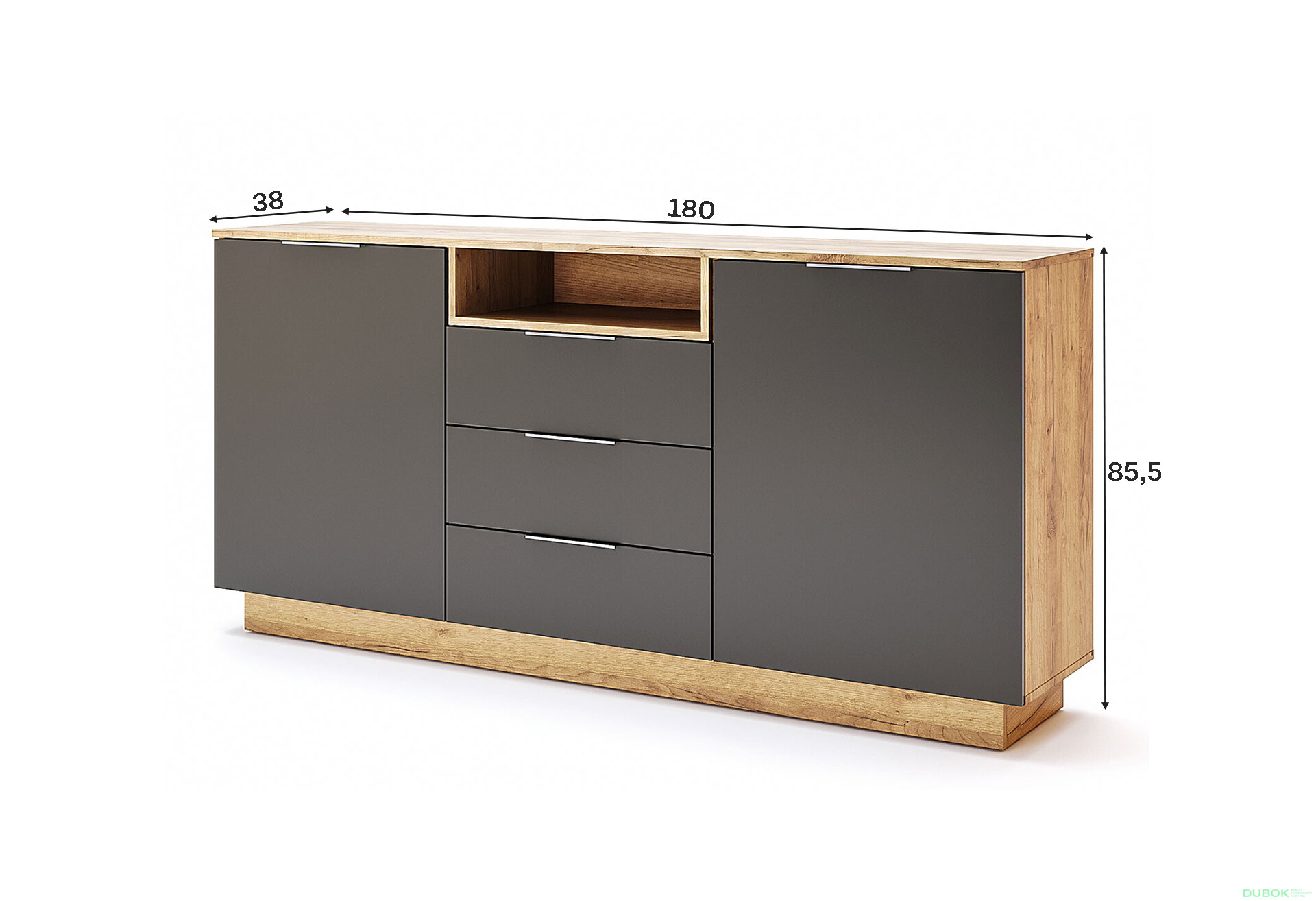 Obrázek 3 - Komoda 2dv 3šu Lava / dub kraft Luna