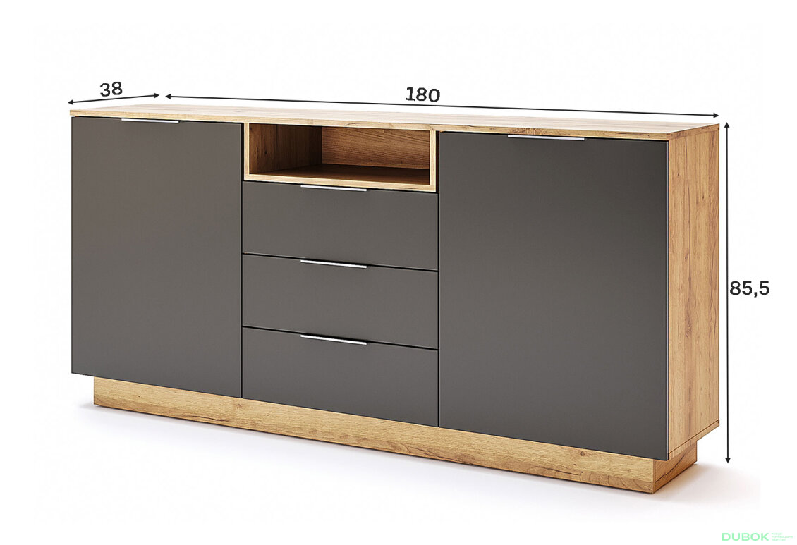 Obrázek 3 - Komoda 2dv 3šu Lava / dub kraft Luna