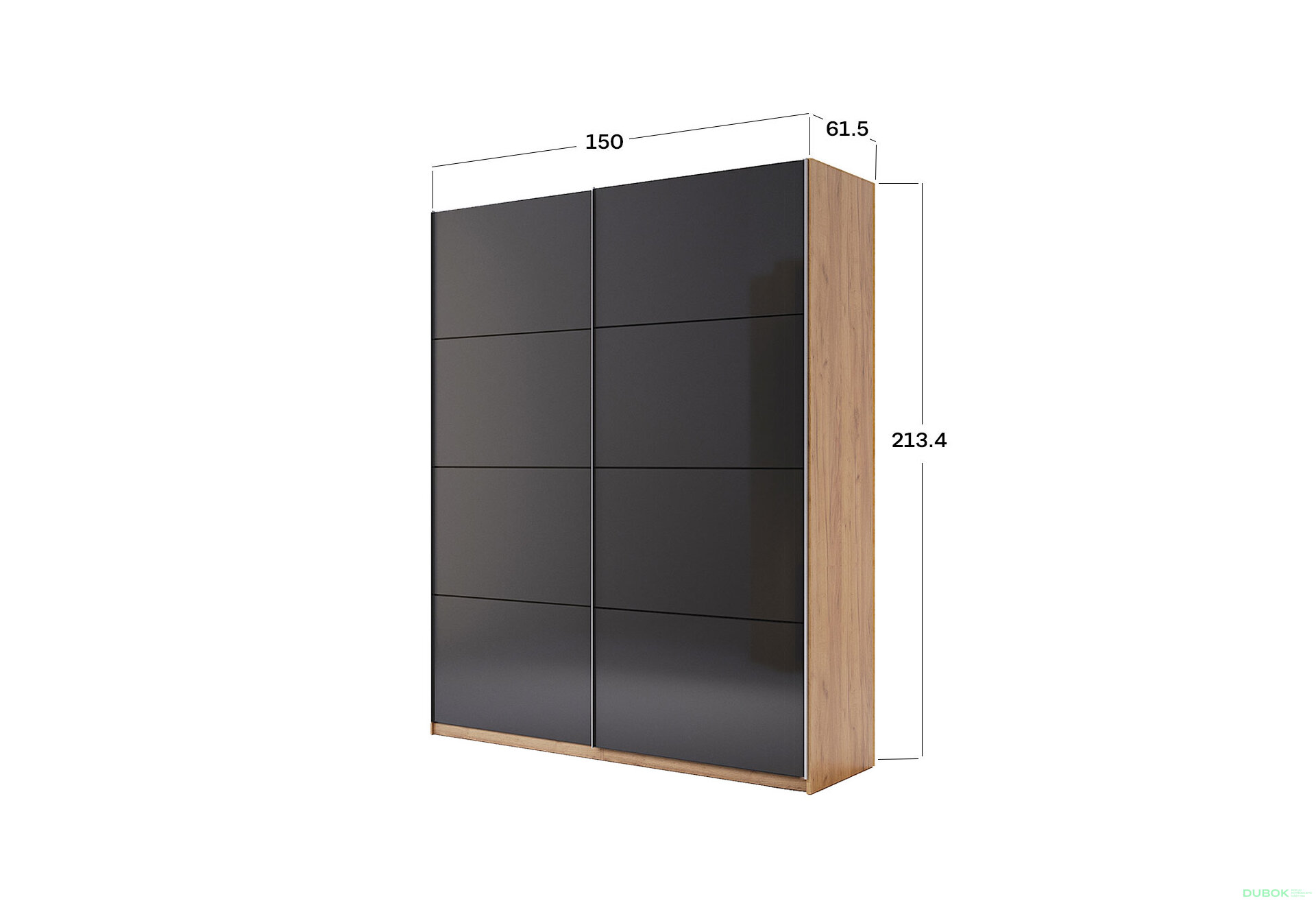 Obrázek 4 - Skříň s posuvnými dveřmi 1,5x2,1m (Dveře Mat Láva), série N Luna