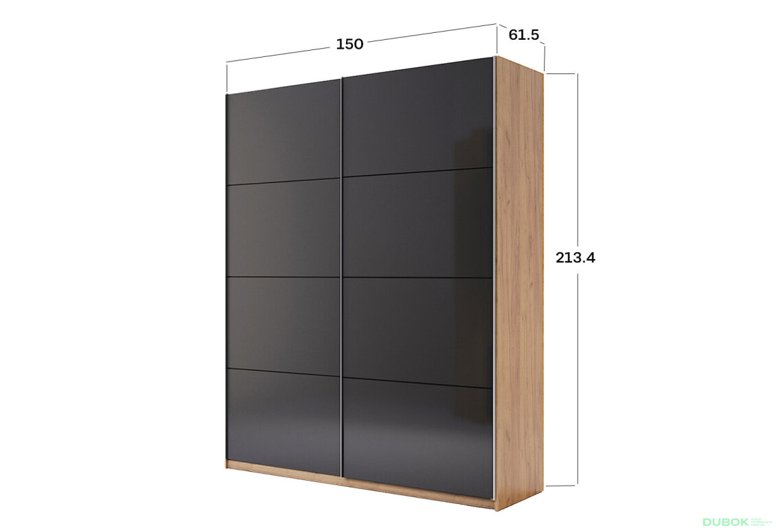 Obrázek 4 - Skříň s posuvnými dveřmi 1,5x2,1m (Dveře Mat Láva), série N Luna