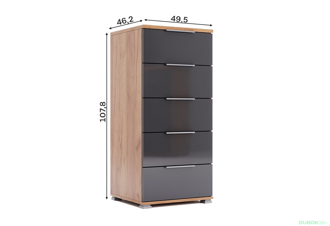 Obrázek 4 - Komoda 5 zásuvek Lava / dub kraft Luna