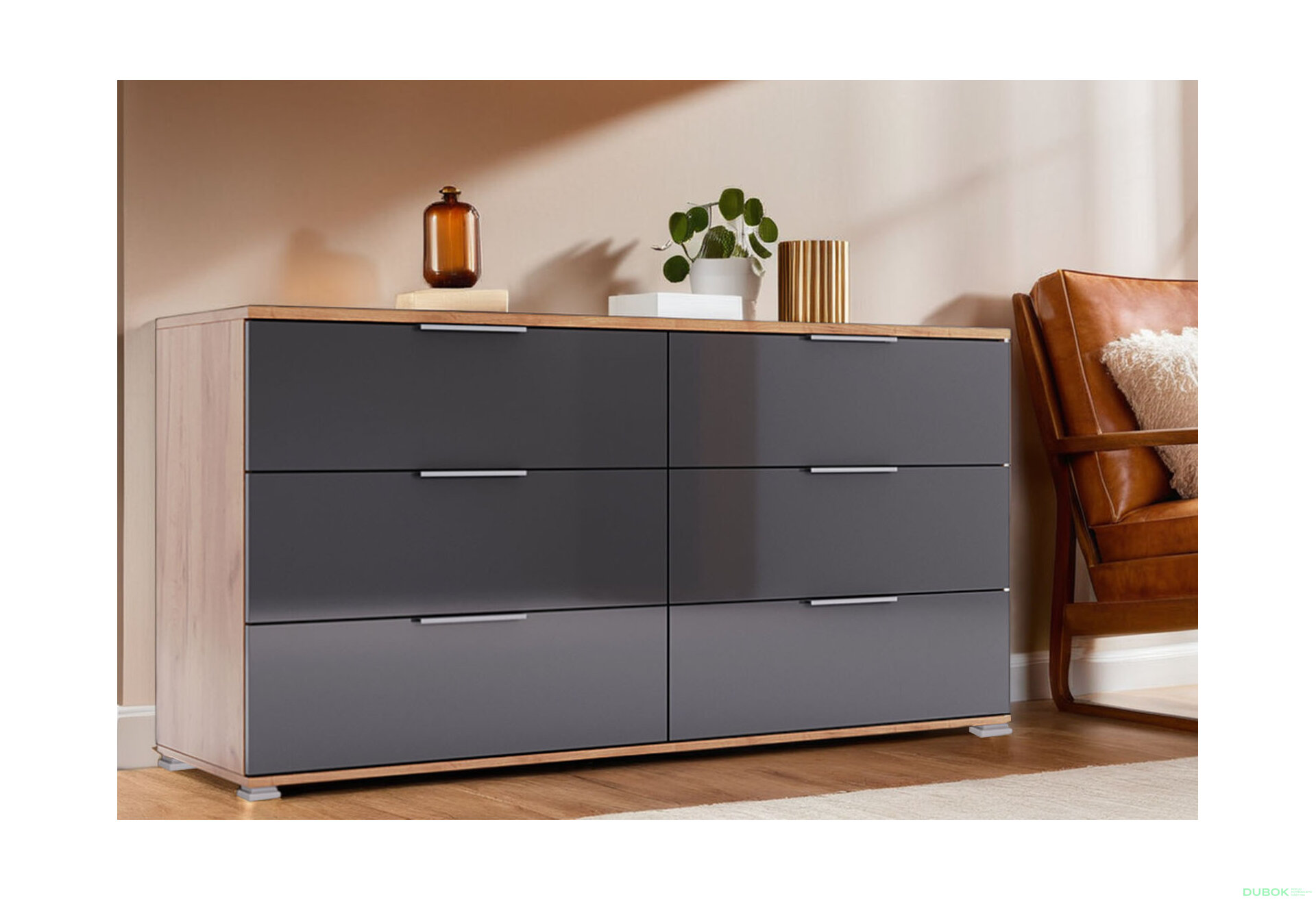 Obrázek 2 - Komoda 6 šu Lava / dub kraft Luna