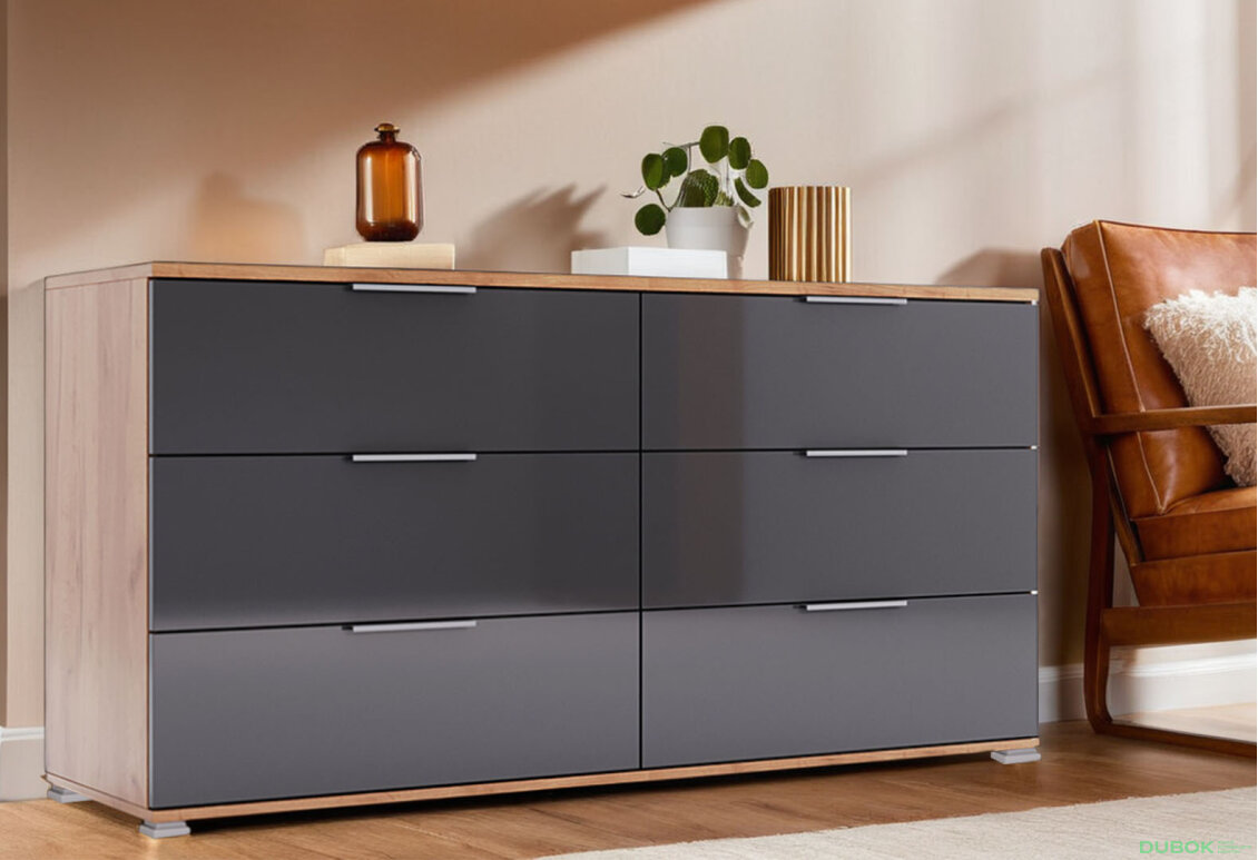 Obrázek 2 - Komoda 6 šu Lava / dub kraft Luna