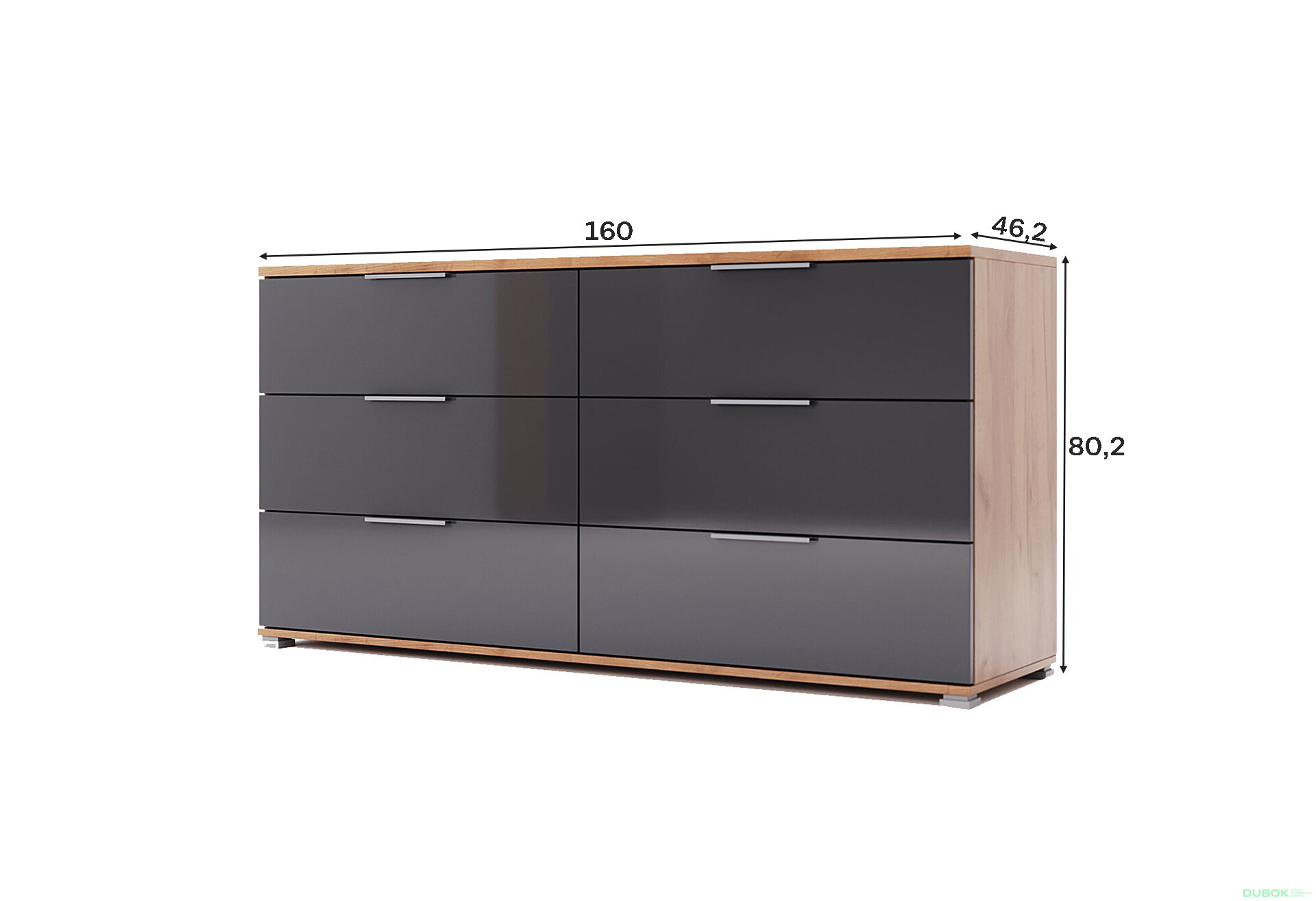 Obrázek 4 - Komoda 6 šu Lava / dub kraft Luna