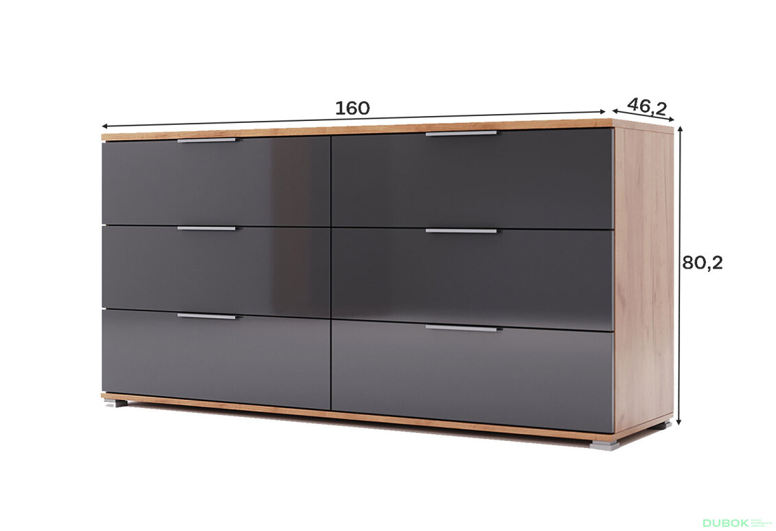 Obrázek 4 - Komoda 6 šu Lava / dub kraft Luna