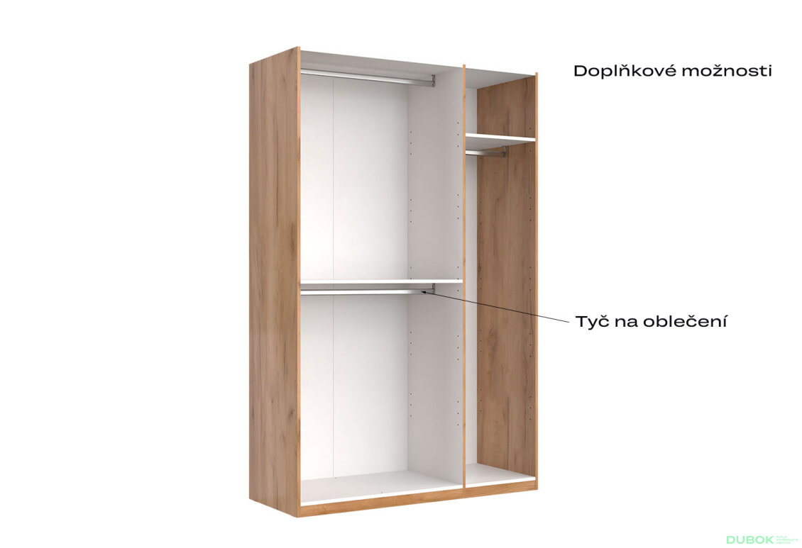 Obrázek 5 - Skříň 3dv bez zrcadel, série N Lava / dub kraft Luna
