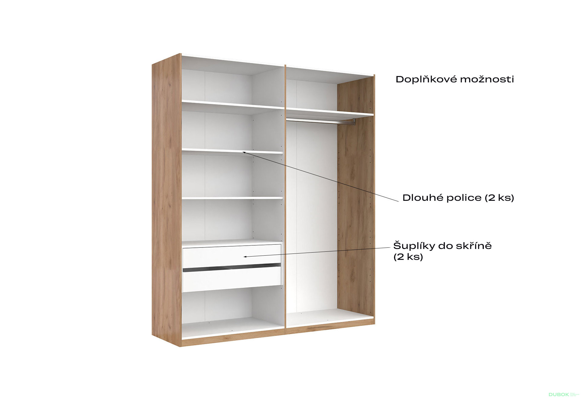 Obrázek 6 - Skříň 4dv bez zrcadel, série N Lava / dub kraft Luna