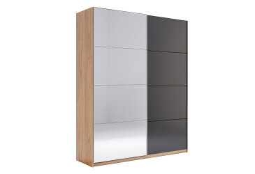 Skříň s posuvnými dveřmi 1,5x2,1m (Dveře Mat Láva/Zrcadlo), série N Luna