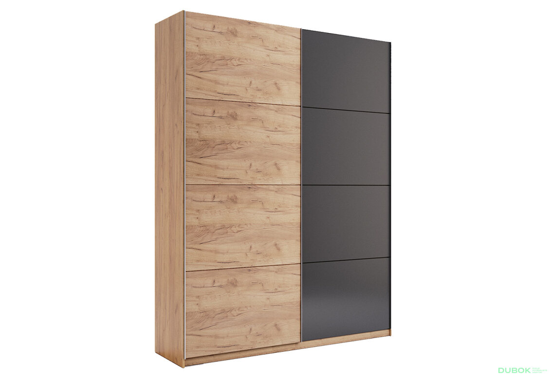 Obrázek 2 - Skříň s posuvnými dveřmi 1,5x2,4m (Dveře Dub Kraft/Mat Láva), série N Luna