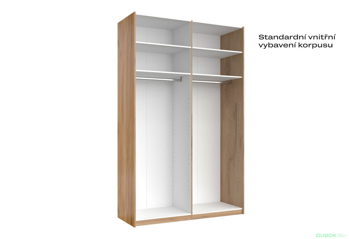 Obrázek 5 - Skříň s posuvnými dveřmi 1,5x2,4m (Dveře Dub Kraft/Mat Láva), série N Luna