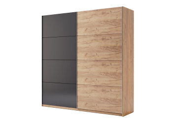 Skříň s posuvnými dveřmi 2,0x2,1m (Dveře Dub Kraft/Mat Láva), série N Luna