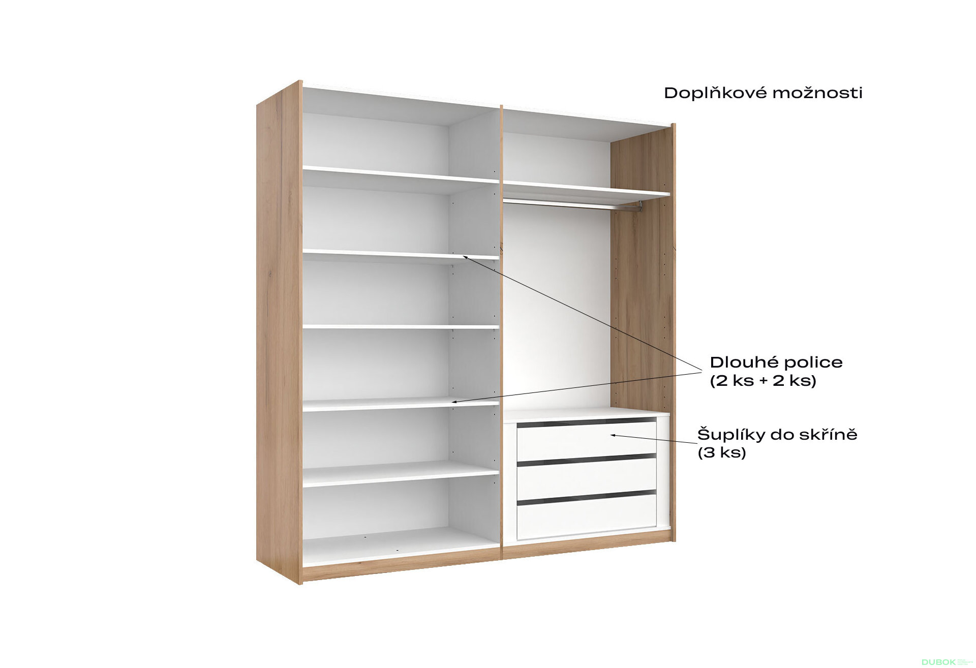 Obrázek 4 - Skříň s posuvnými dveřmi 2.0x2.1m (Dveře Mat Láva), série N Luna