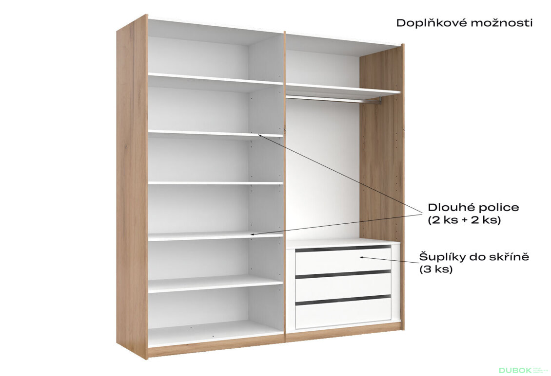 Obrázek 4 - Skříň s posuvnými dveřmi 2.0x2.1m (Dveře Mat Láva), série N Luna
