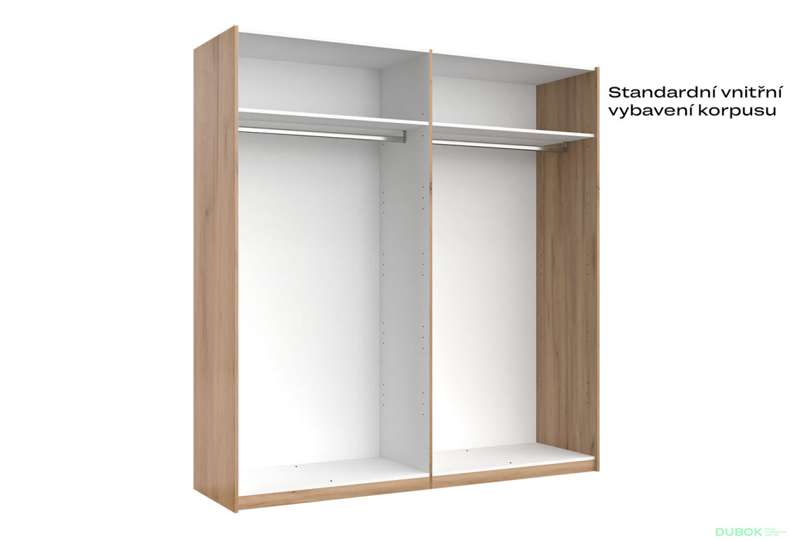Obrázek 2 - Skříň s posuvnými dveřmi 2,0x2,1m (Dveře Mat Láva/Zrcadlo), série N Luna