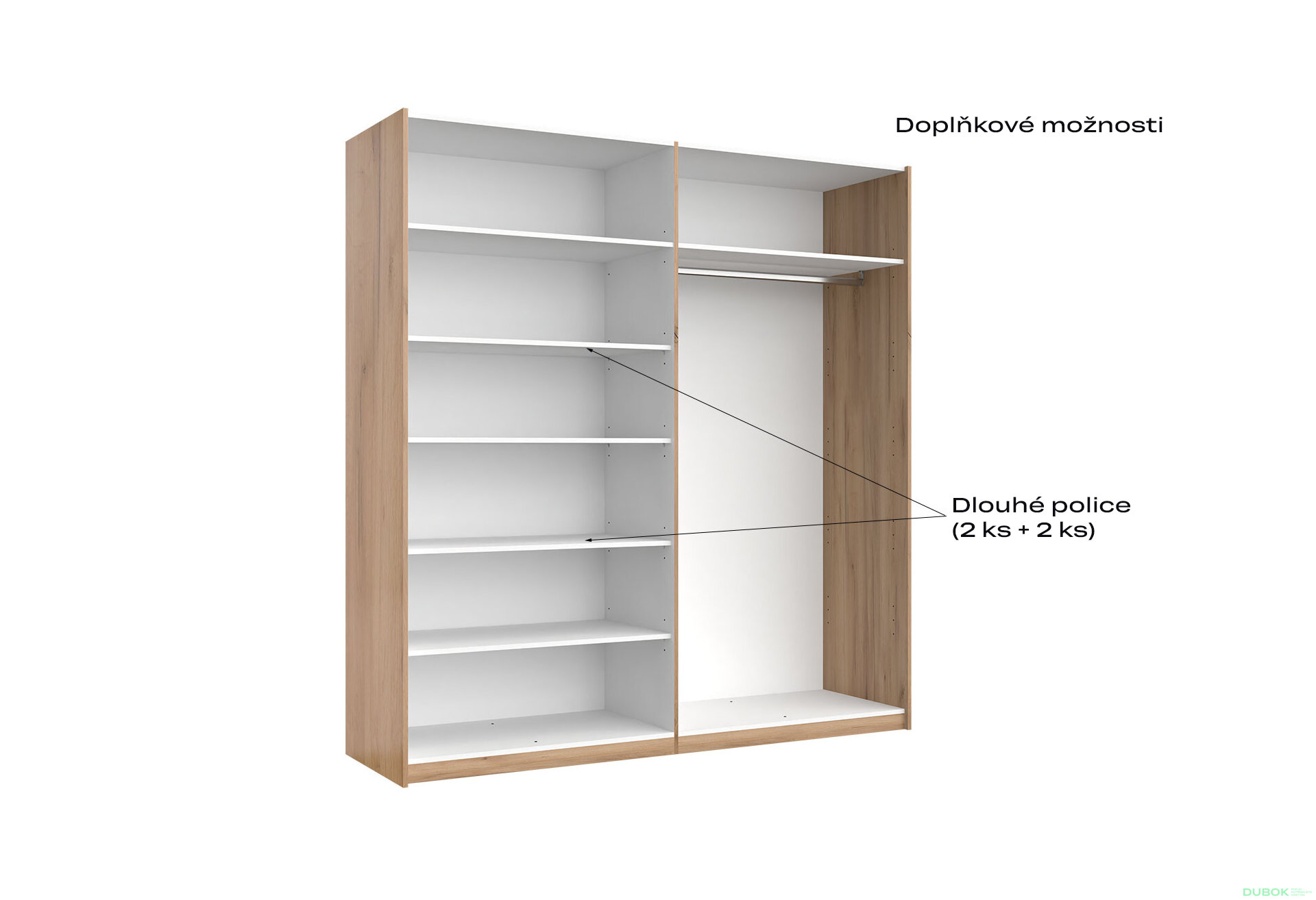Obrázek 9 - Skříň s posuvnými dveřmi 2,0x2,1m (Dveře Mat Láva/Zrcadlo), série N Luna
