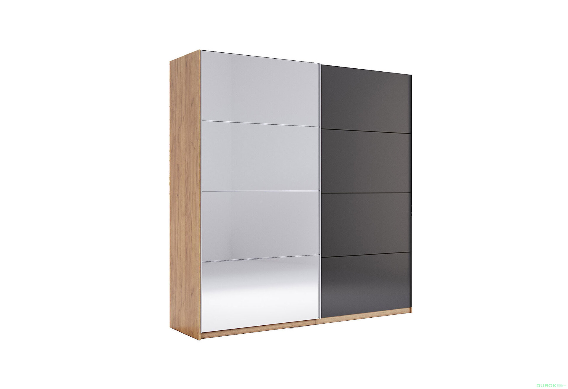 Obrázek 1 - Skříň s posuvnými dveřmi 2,0x2,1m (Dveře Mat Láva/Zrcadlo), série N Luna