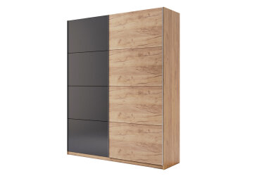 Skříň s posuvnými dveřmi 2.0x2.4m (Dveře Dub Kraft/Mat Láva), série N Luna