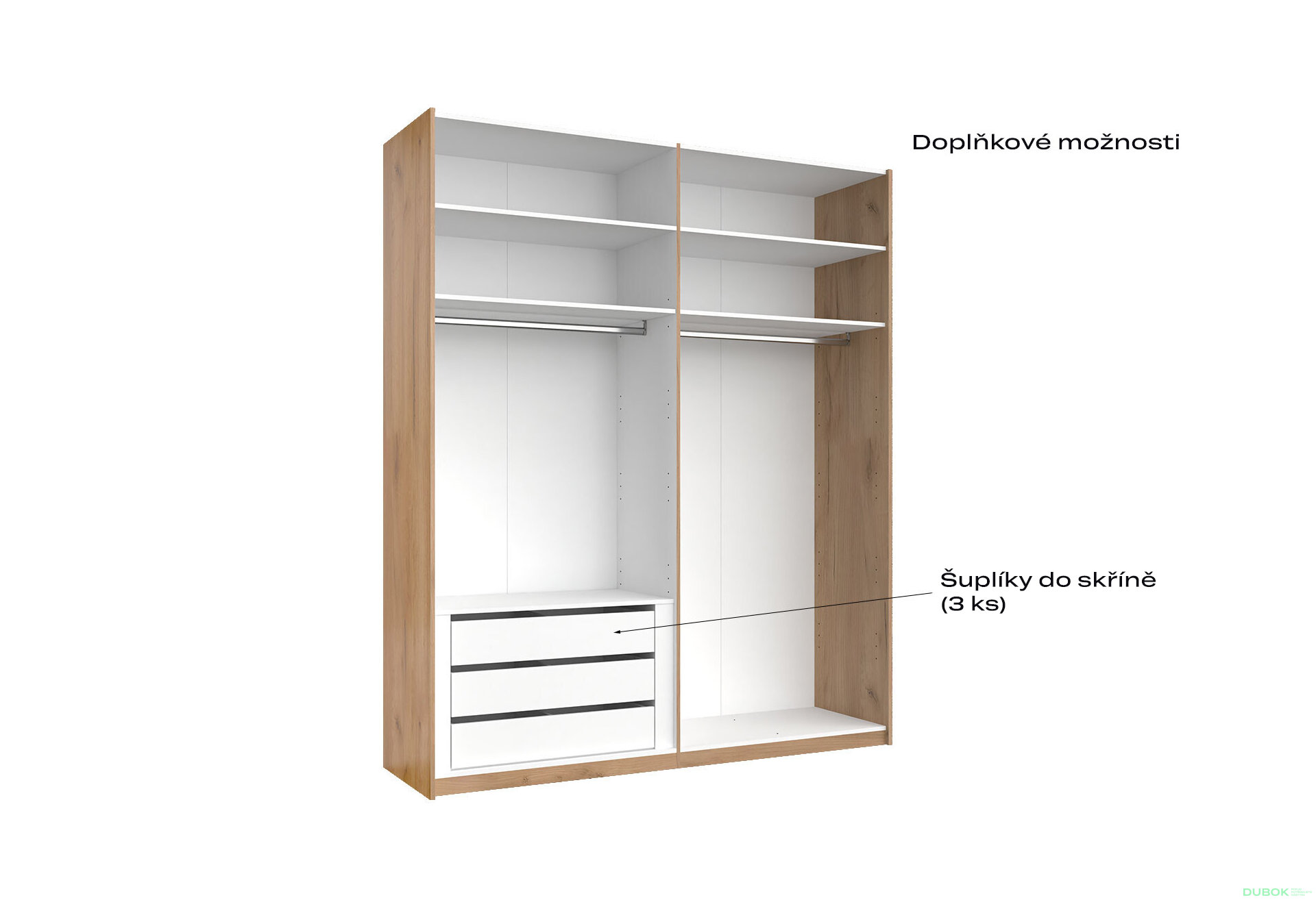 Obrázek 4 - Skříň s posuvnými dveřmi 2.0x2.4m (Dveře Dub Kraft/Mat Láva), série N Luna