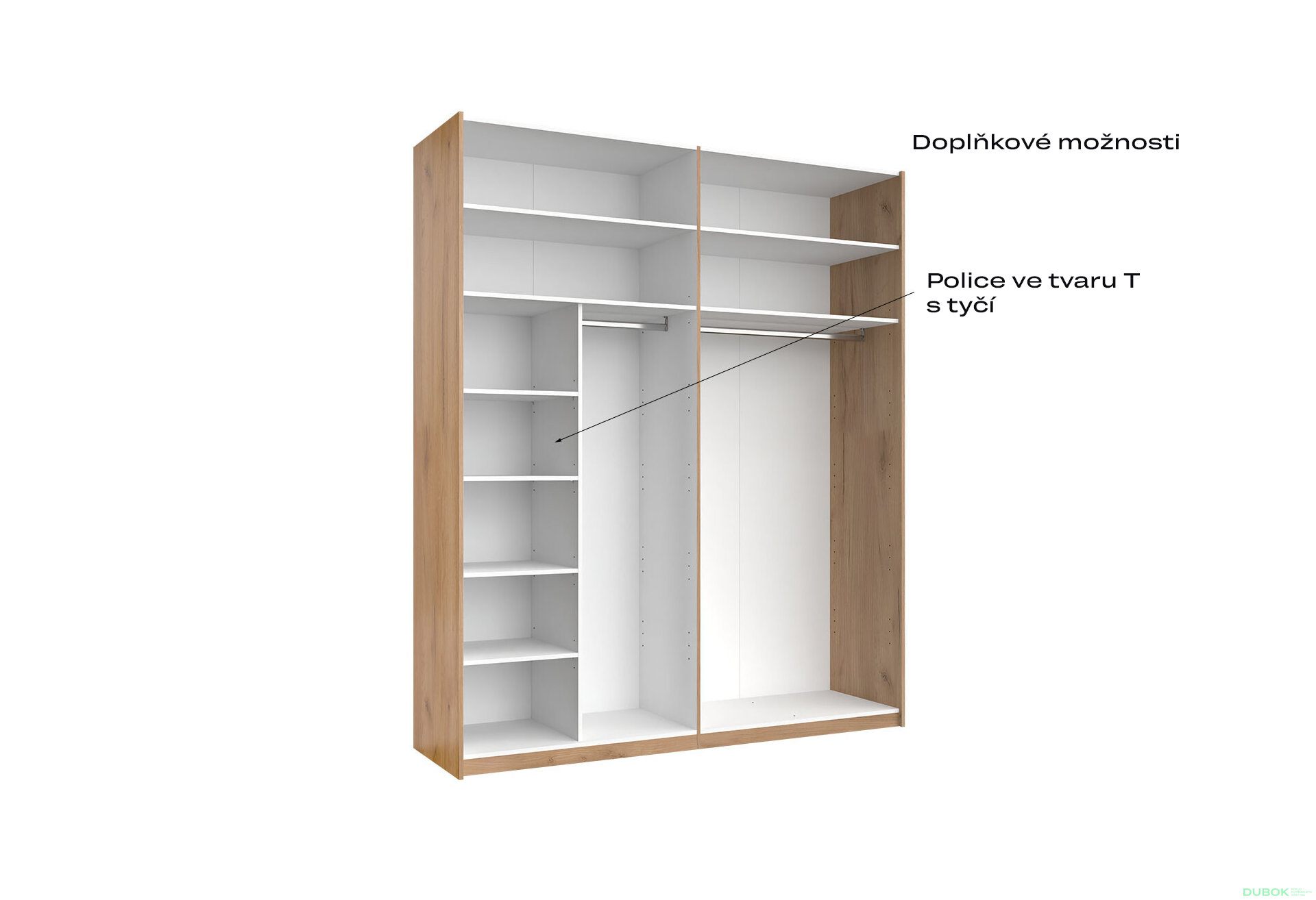 Obrázek 7 - Skříň s posuvnými dveřmi 2.0x2.4m (Dveře Dub Kraft/Mat Láva), série N Luna