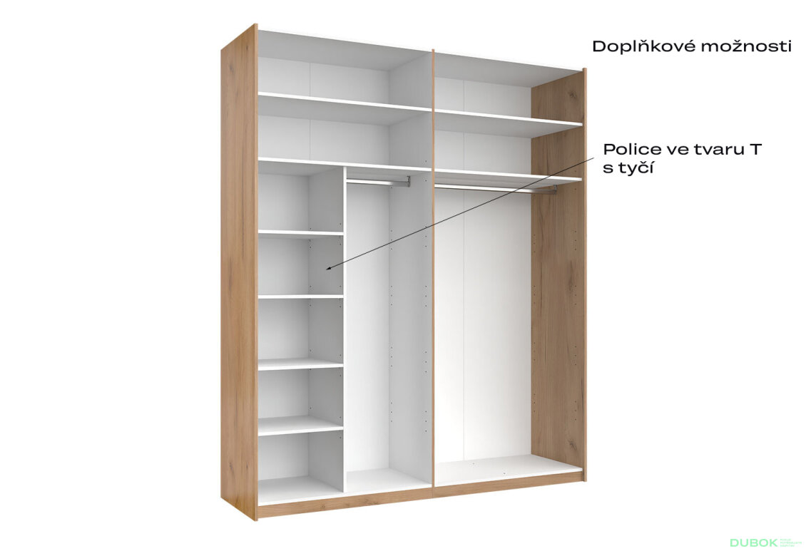 Obrázek 7 - Skříň s posuvnými dveřmi 2.0x2.4m (Dveře Dub Kraft/Mat Láva), série N Luna