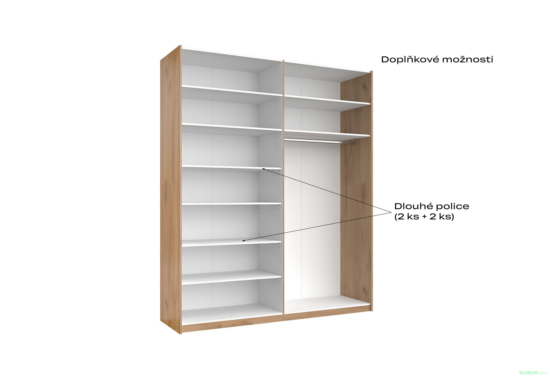 Obrázek 9 - Skříň s posuvnými dveřmi 2.0x2.4m (Dveře Dub Kraft/Mat Láva), série N Luna