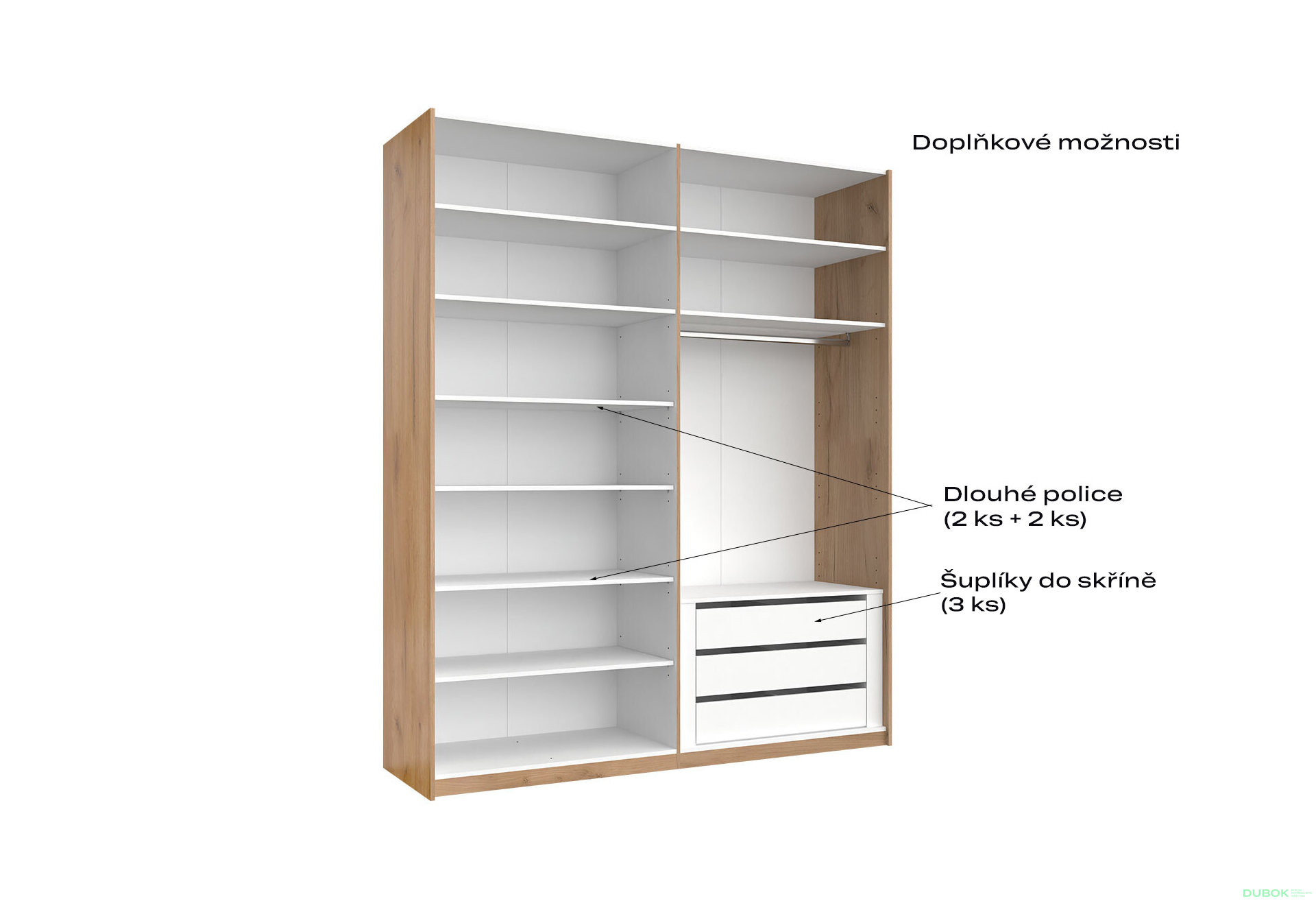 Obrázek 4 - Skříň s posuvnými dveřmi 2.0x2.4m (Dveře Mat Láva/Zrcadlo), série N Luna