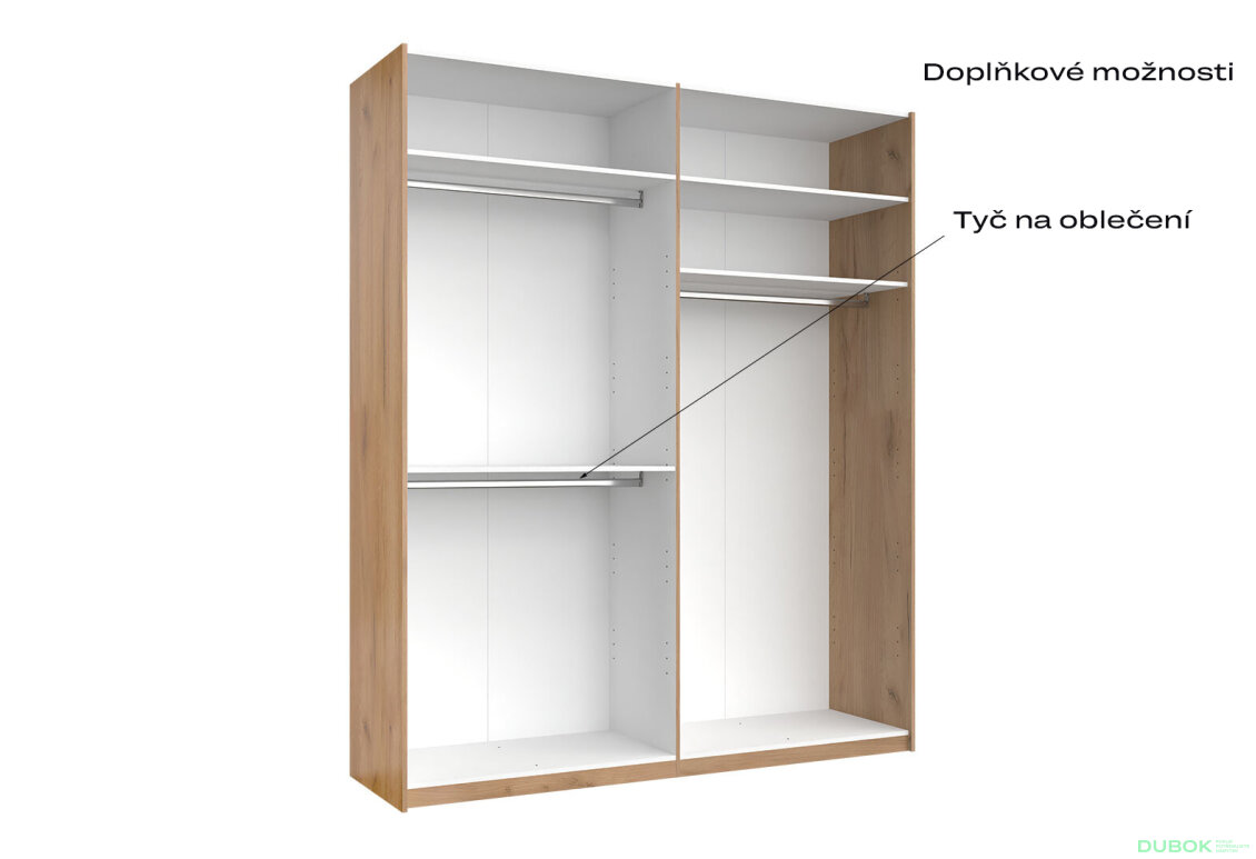 Obrázek 7 - Skříň s posuvnými dveřmi 2.0x2.4m (Dveře Mat Láva/Zrcadlo), série N Luna